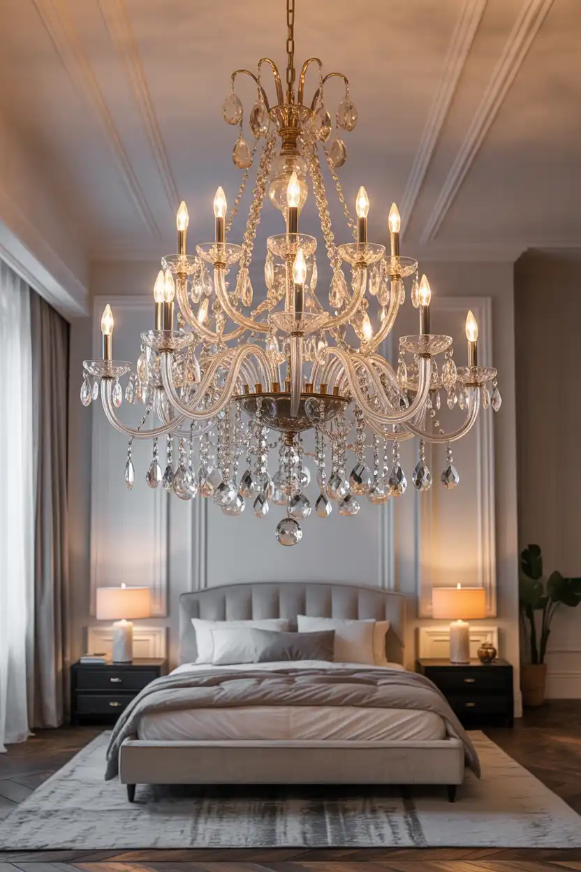 A Chandelier as the Bedroom Centrepiece