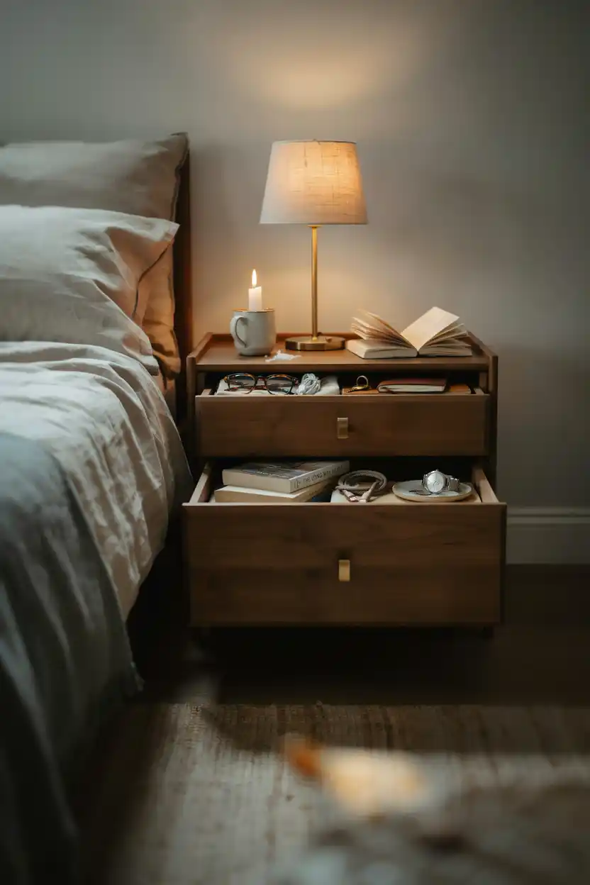 A Nightstand With Built-In Drawers