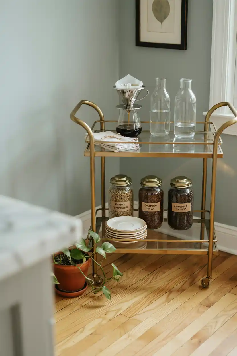 A Vintage Bar Cart Turned Coffee Station
