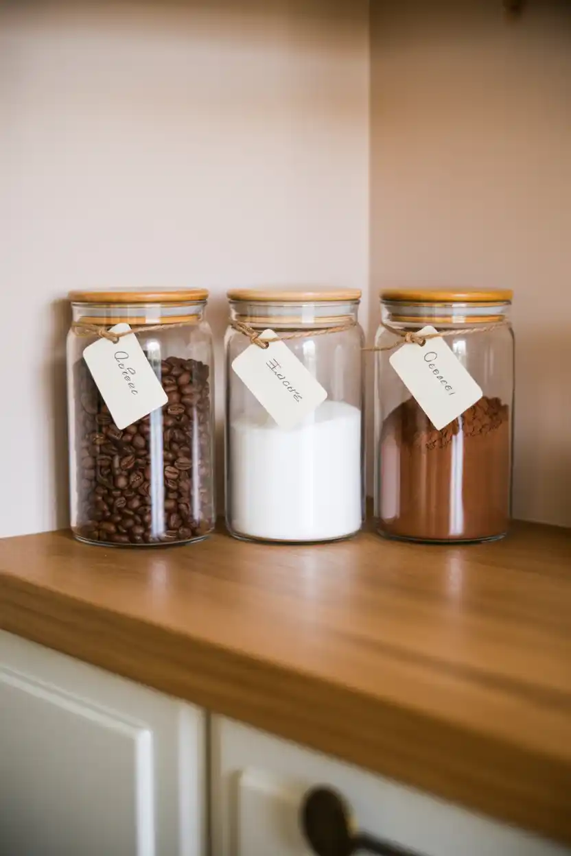 Add Glass Jars for Beans and Sugar