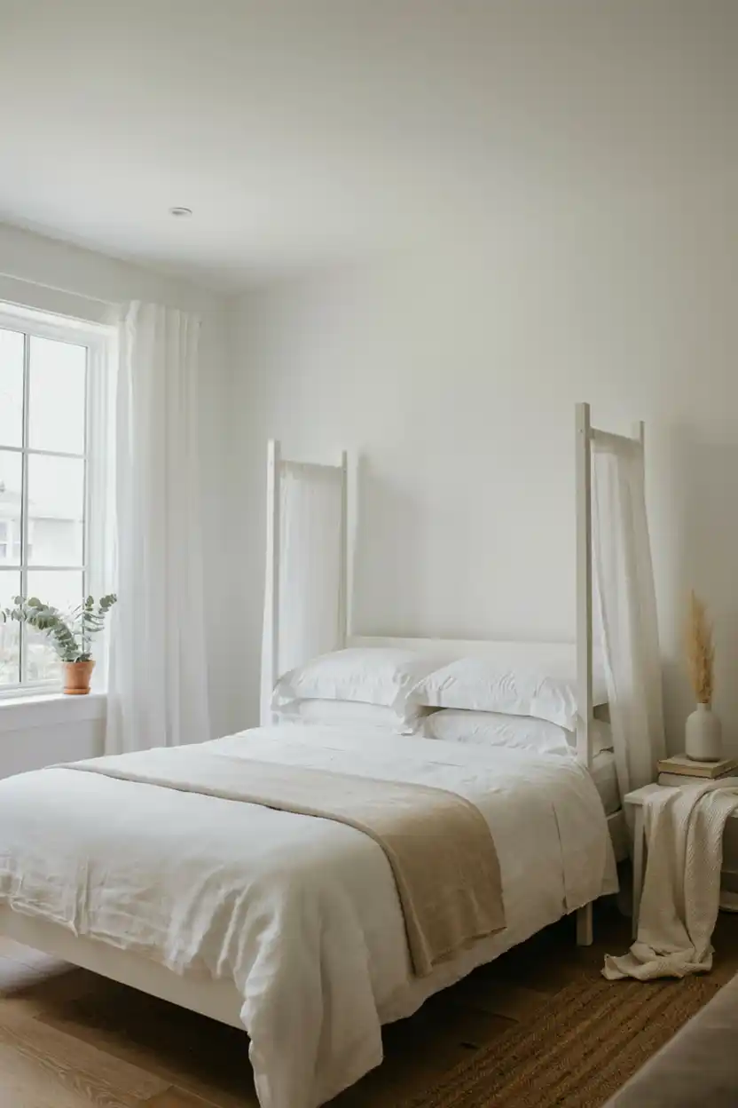 Airy All-White Canopy Bed