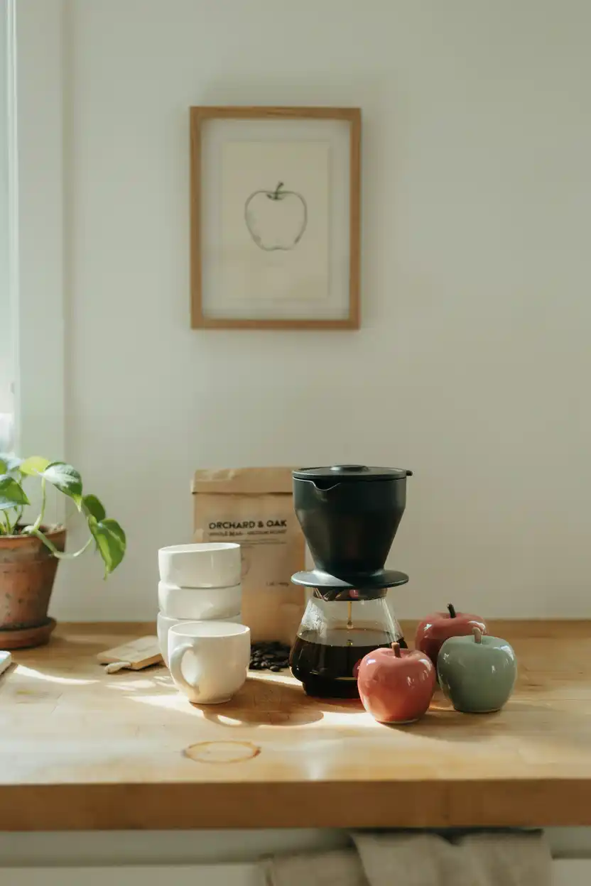 Apple-Themed Accent Coffee Bar