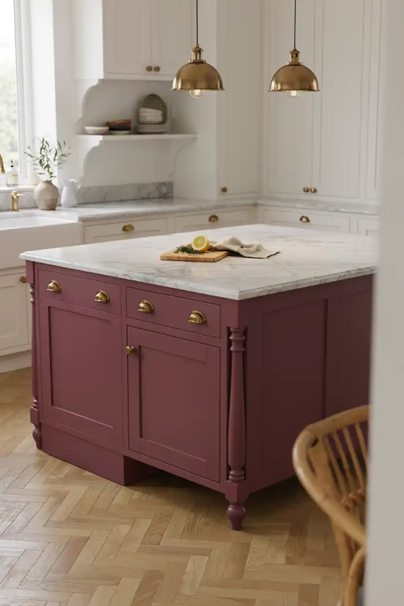 Aubergine Kitchen Island as a Freestanding Statement Piece