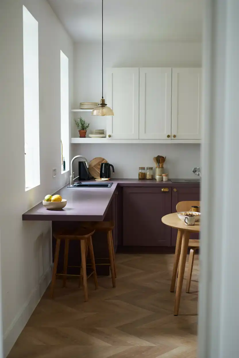 Aubergine Kitchen Peninsula for Small Spaces
