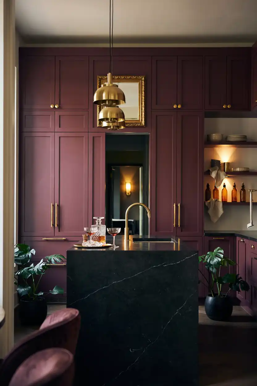 Aubergine and Gold Accent Kitchen