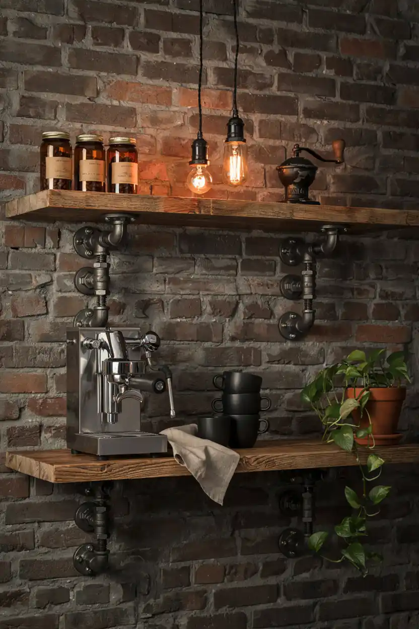Black Iron Bracket Industrial Shelves