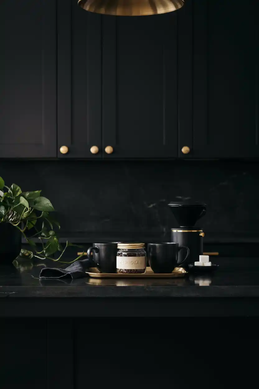 Black and Gold Accent Coffee Corner