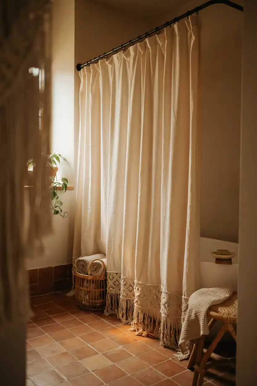 Boho Macrame-Trim Curtain for Texture and Warmth