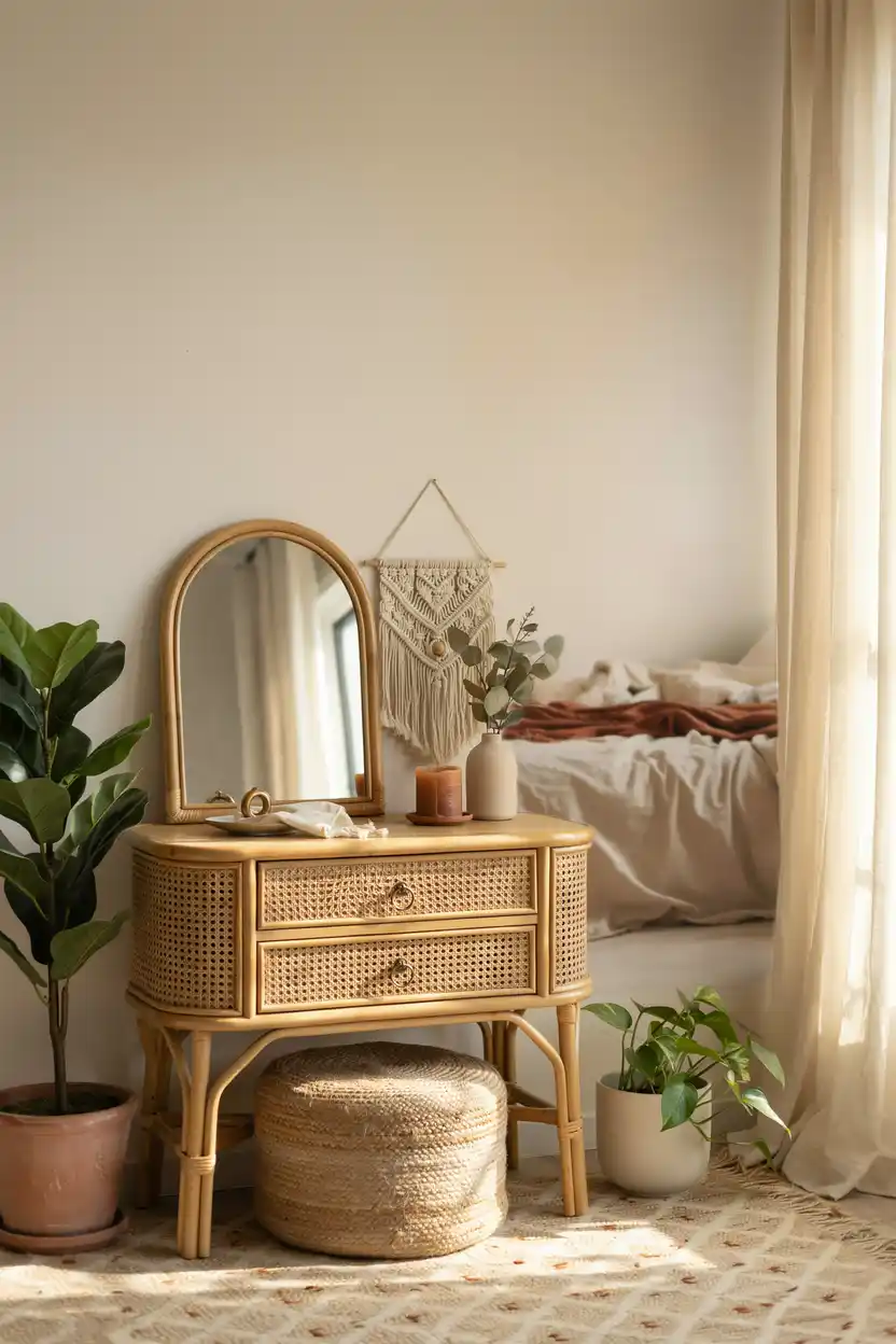 Boho Rattan Vanity