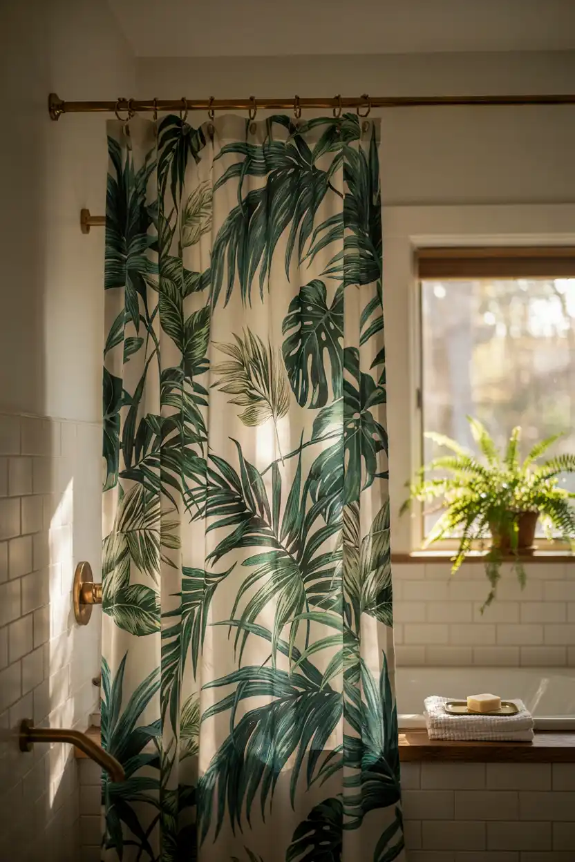 Bold Botanical Print Curtain for a Statement Wall