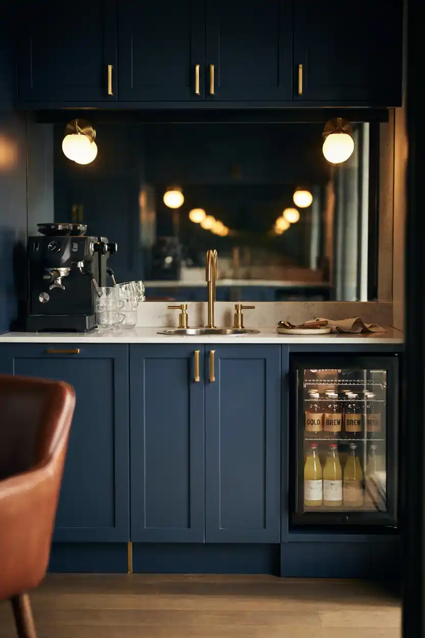 Built-In Wet Bar Coffee Station With Bar Sink