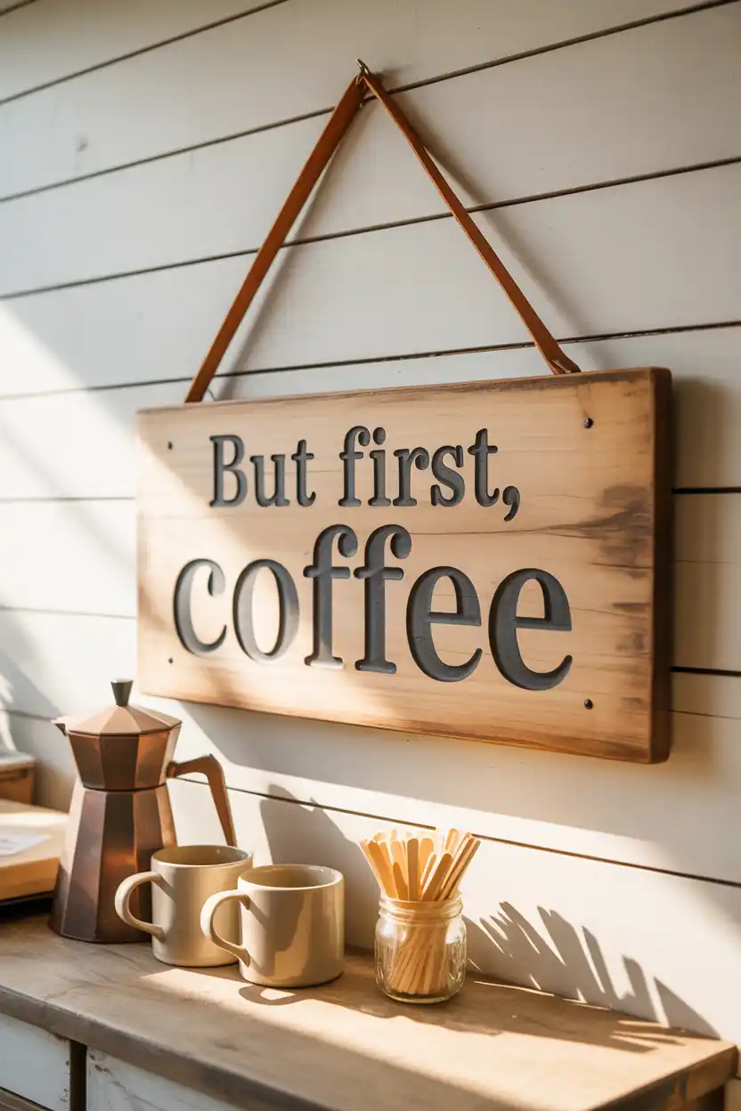 But First, Coffee" Wood Sign