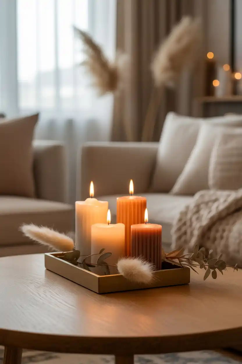 Candle Cluster with Wooden Trays
