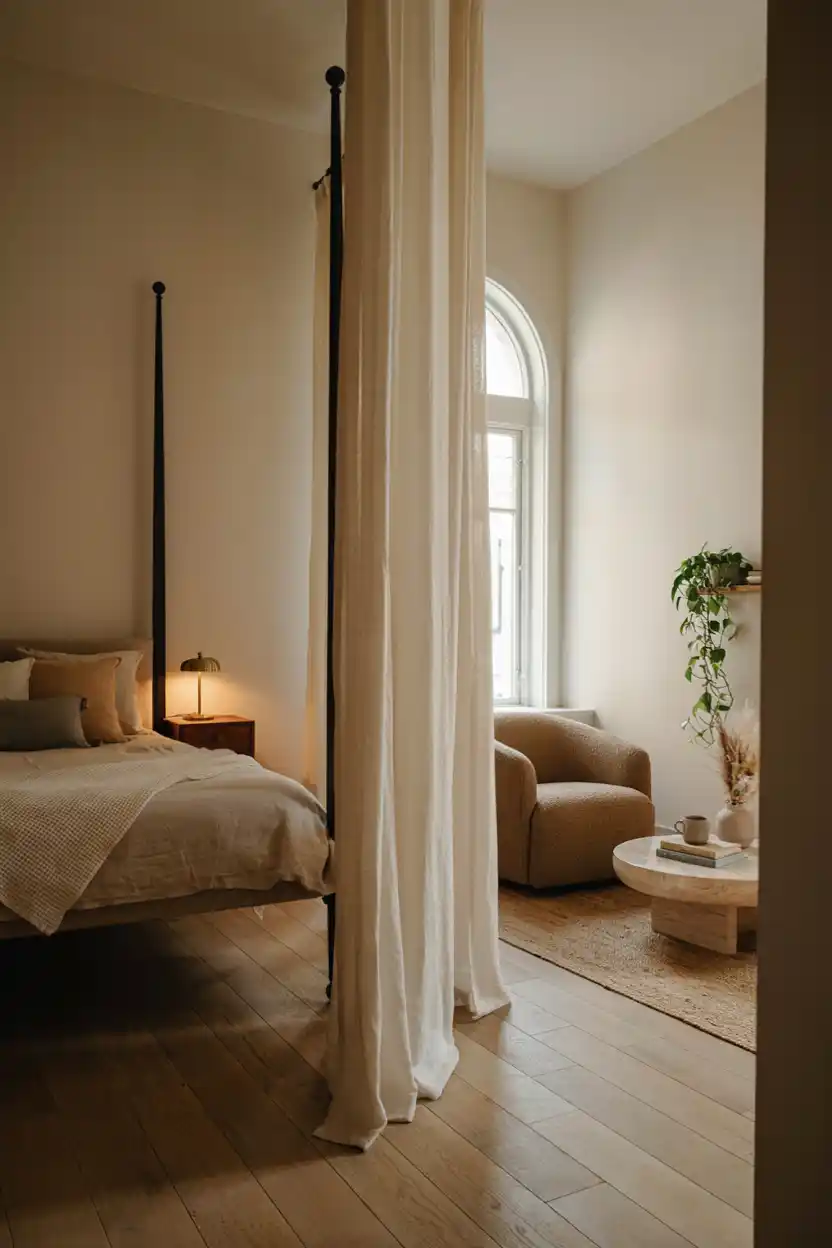 Canopy Bed as a Room Divider in a Studio