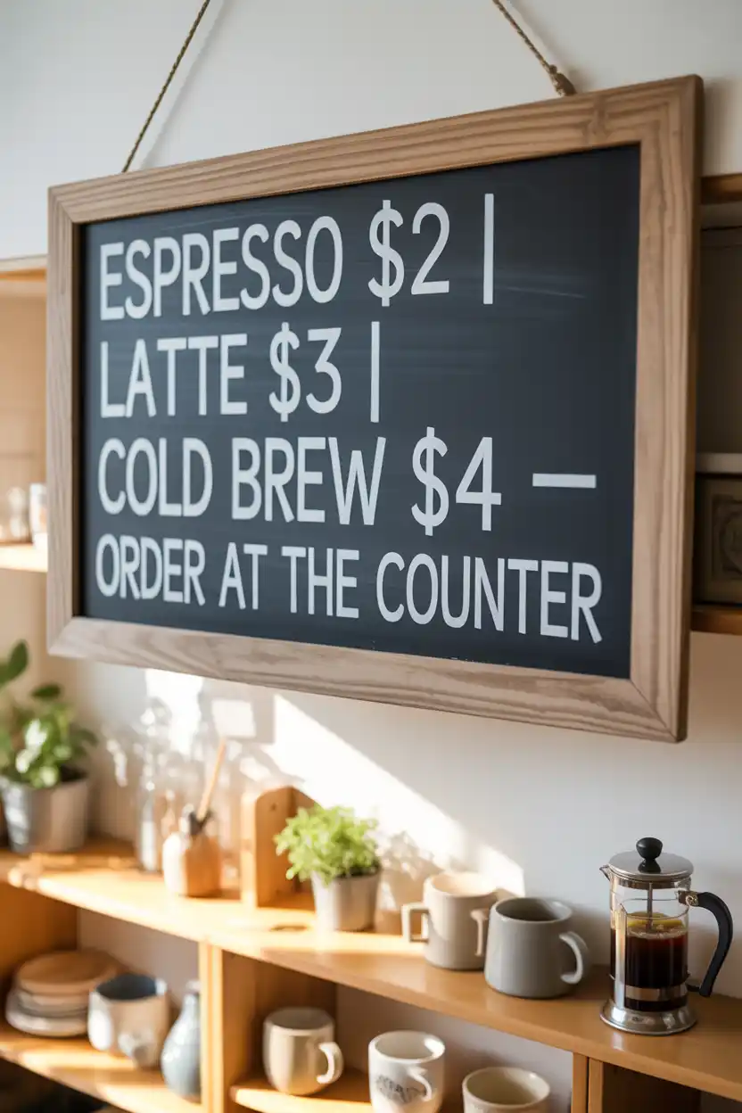 Chalkboard Menu-Style Coffee Sign