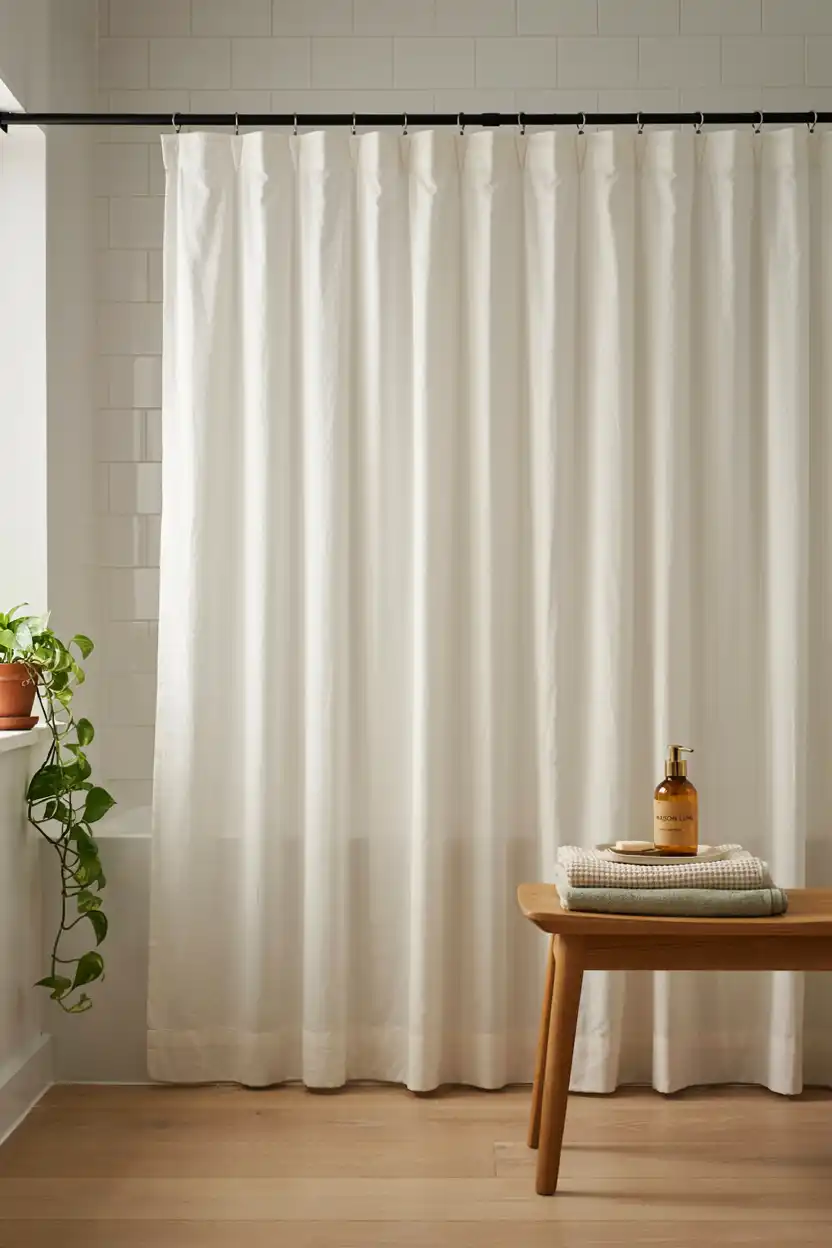 Classic White Linen Shower Curtain for a Spa-Like Reset