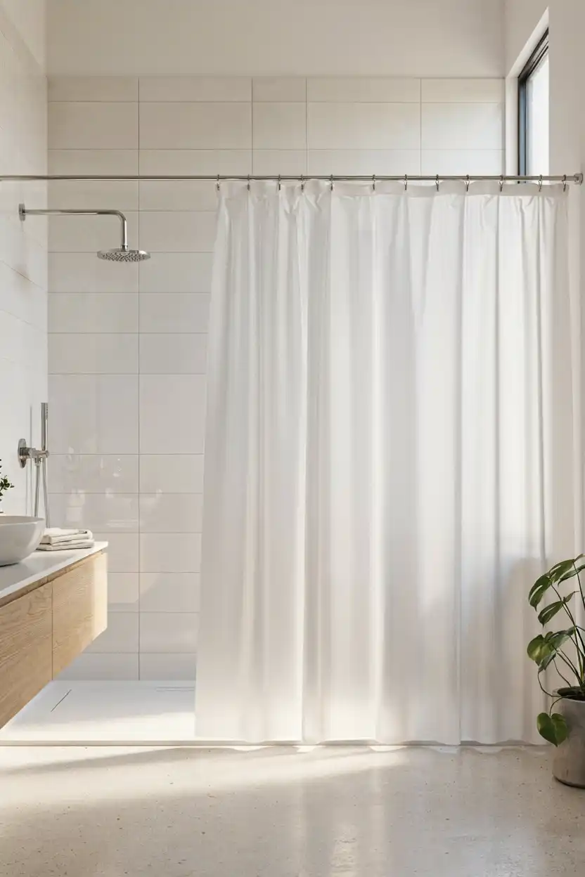 Clear or Frosted PEVA Curtain for Minimalist Bathrooms