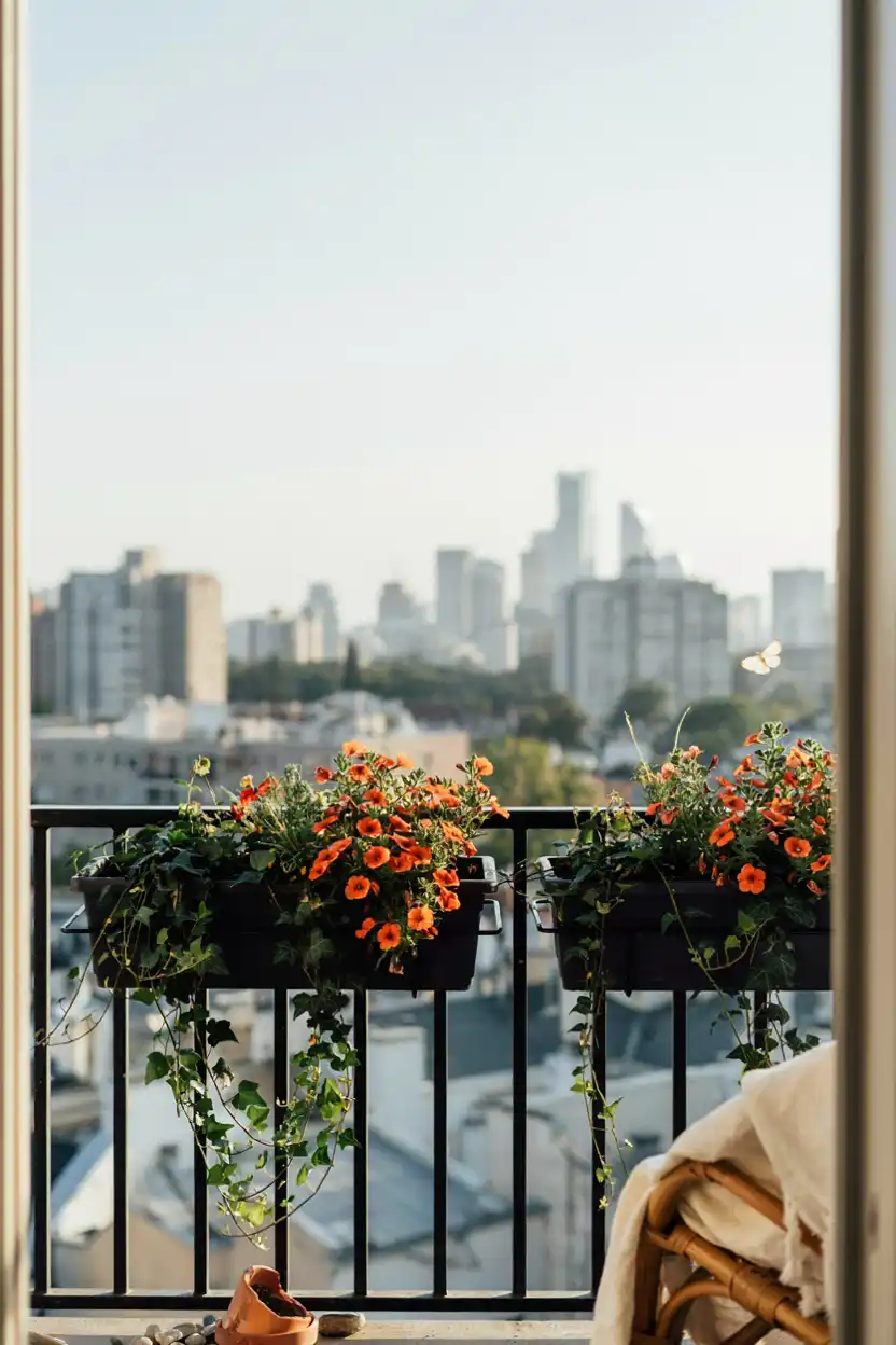 Clip-On Railing Planters with Trailing Ivy