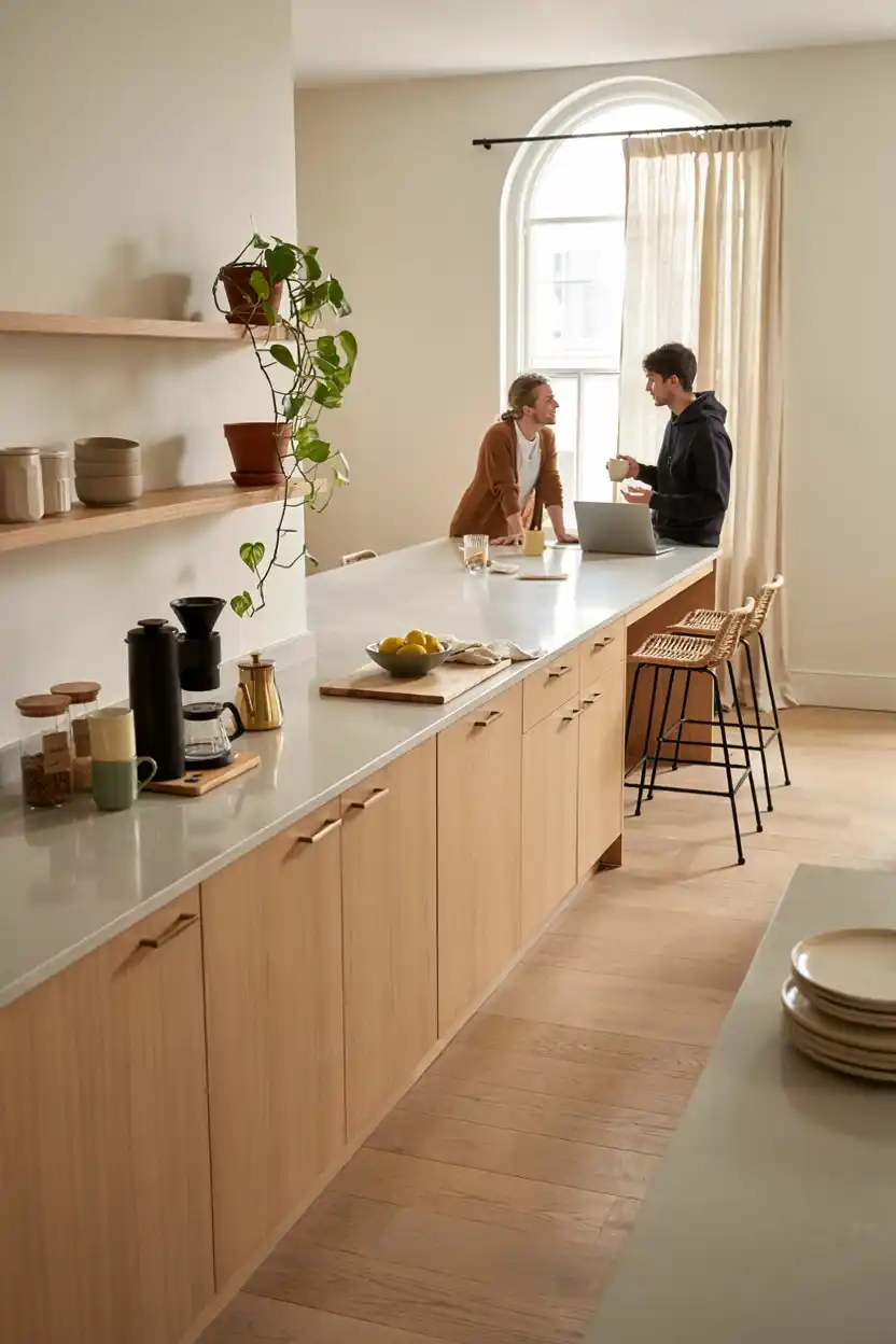 Coffee Bar Integrated Into Kitchenette Island