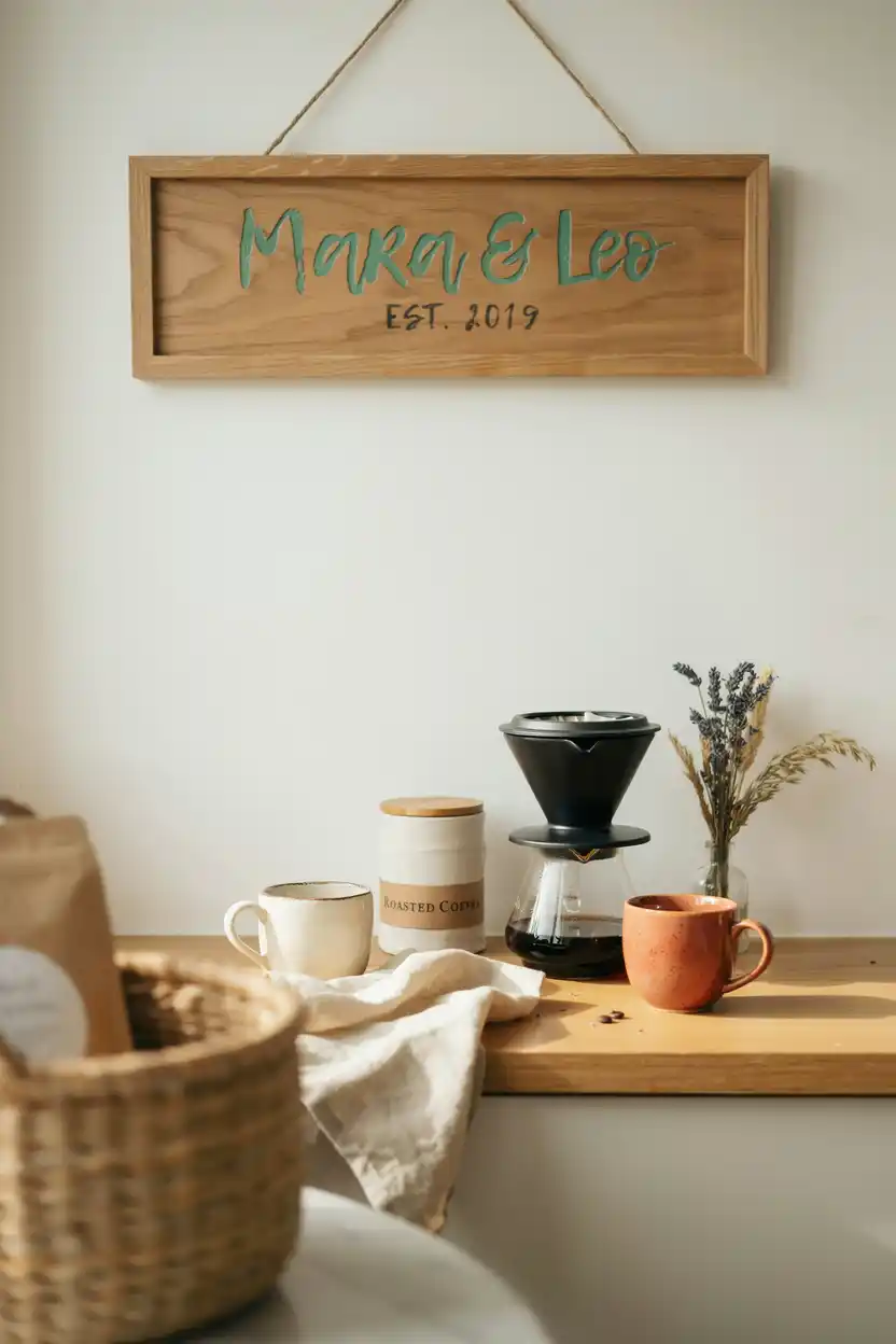 Coffee Bar Nook with Personalized Name Sign