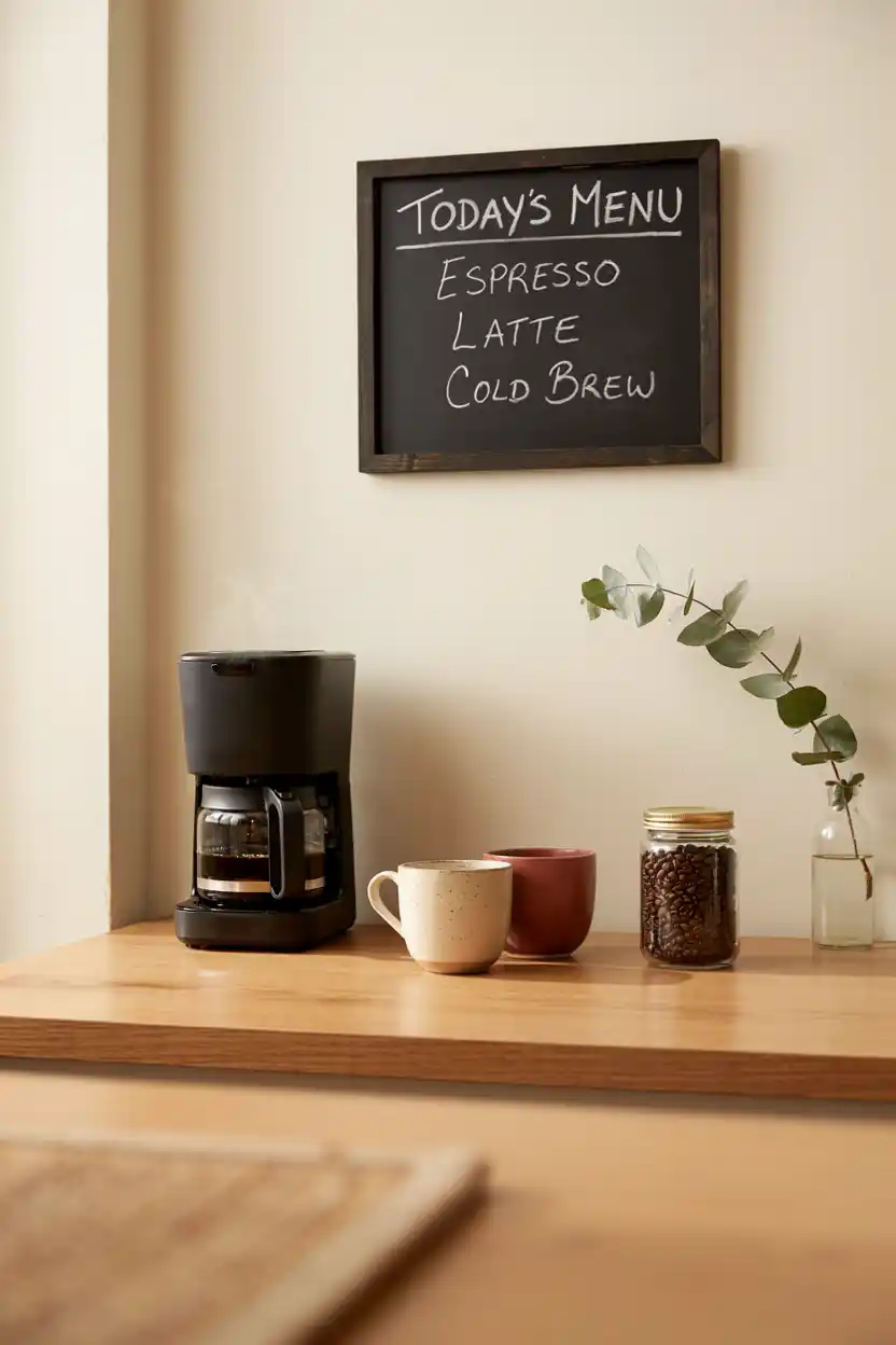 Coffee Bar With a Handwritten Chalkboard Menu