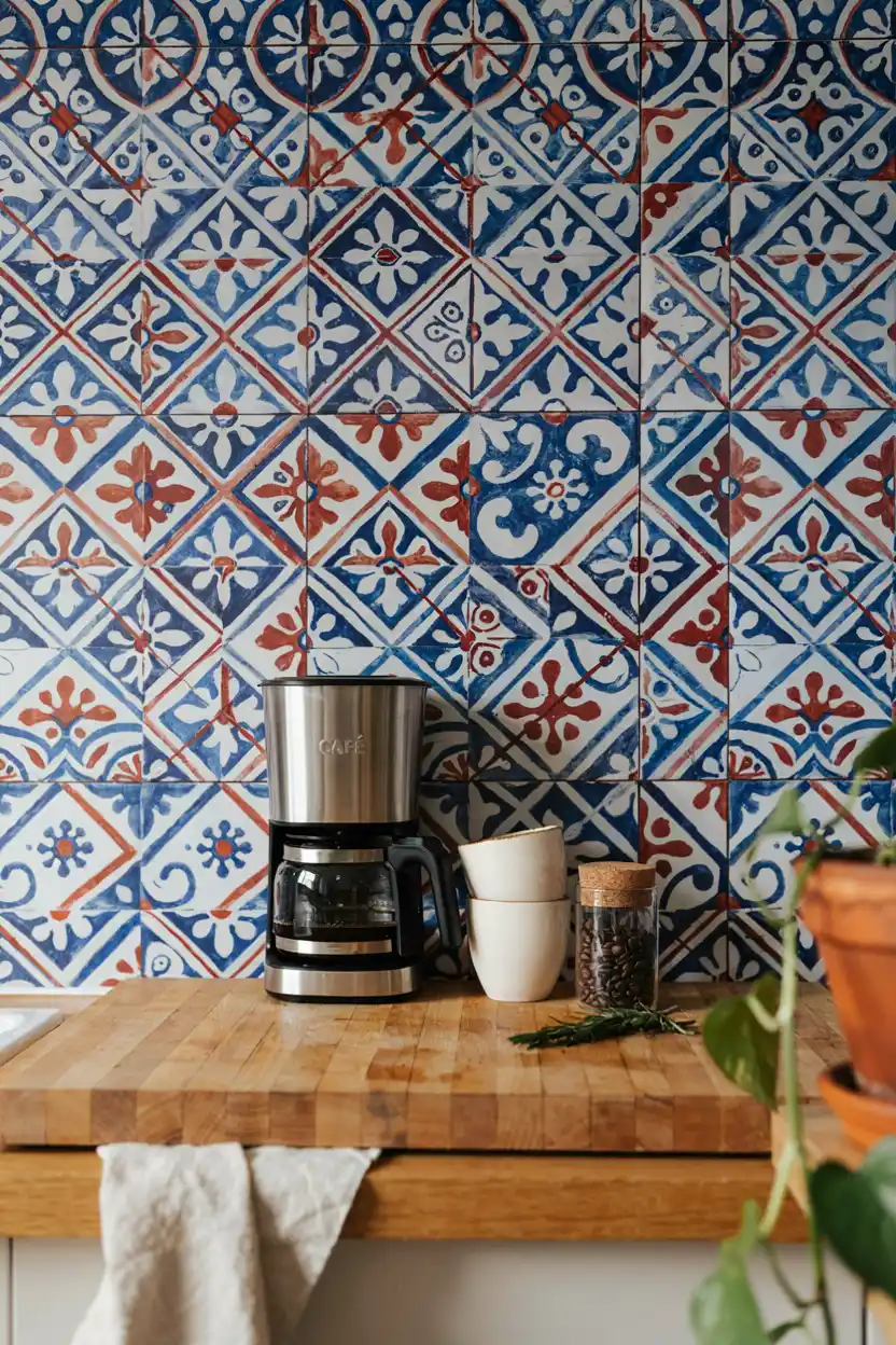 Coffee Bar With a Statement Tile Backsplash