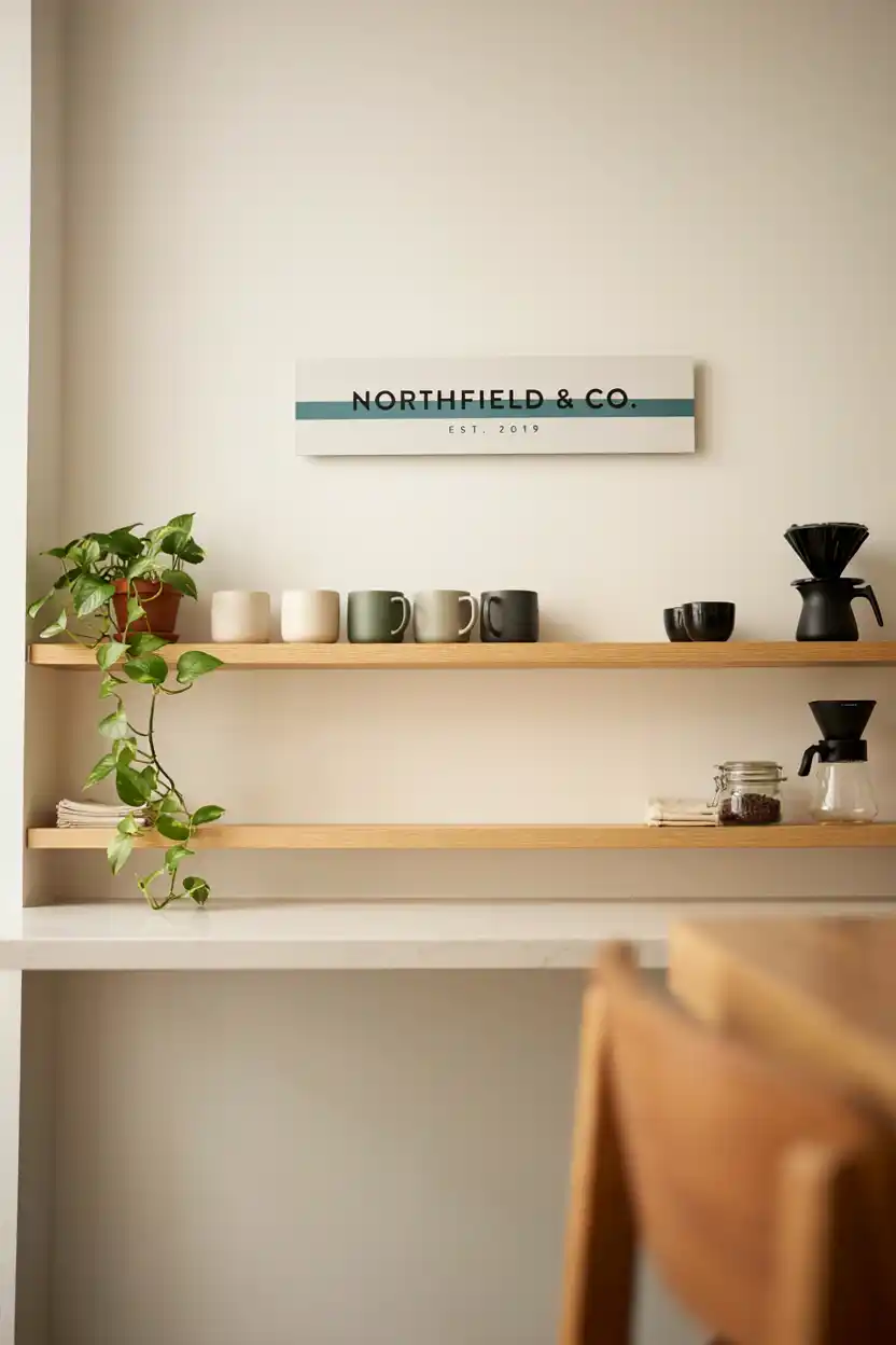 Coffee Bar with Branded Signage Wall