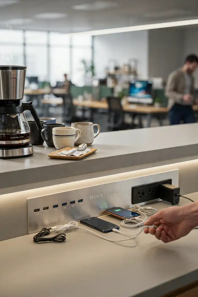 Coffee Bar with Built-In Charging Ports