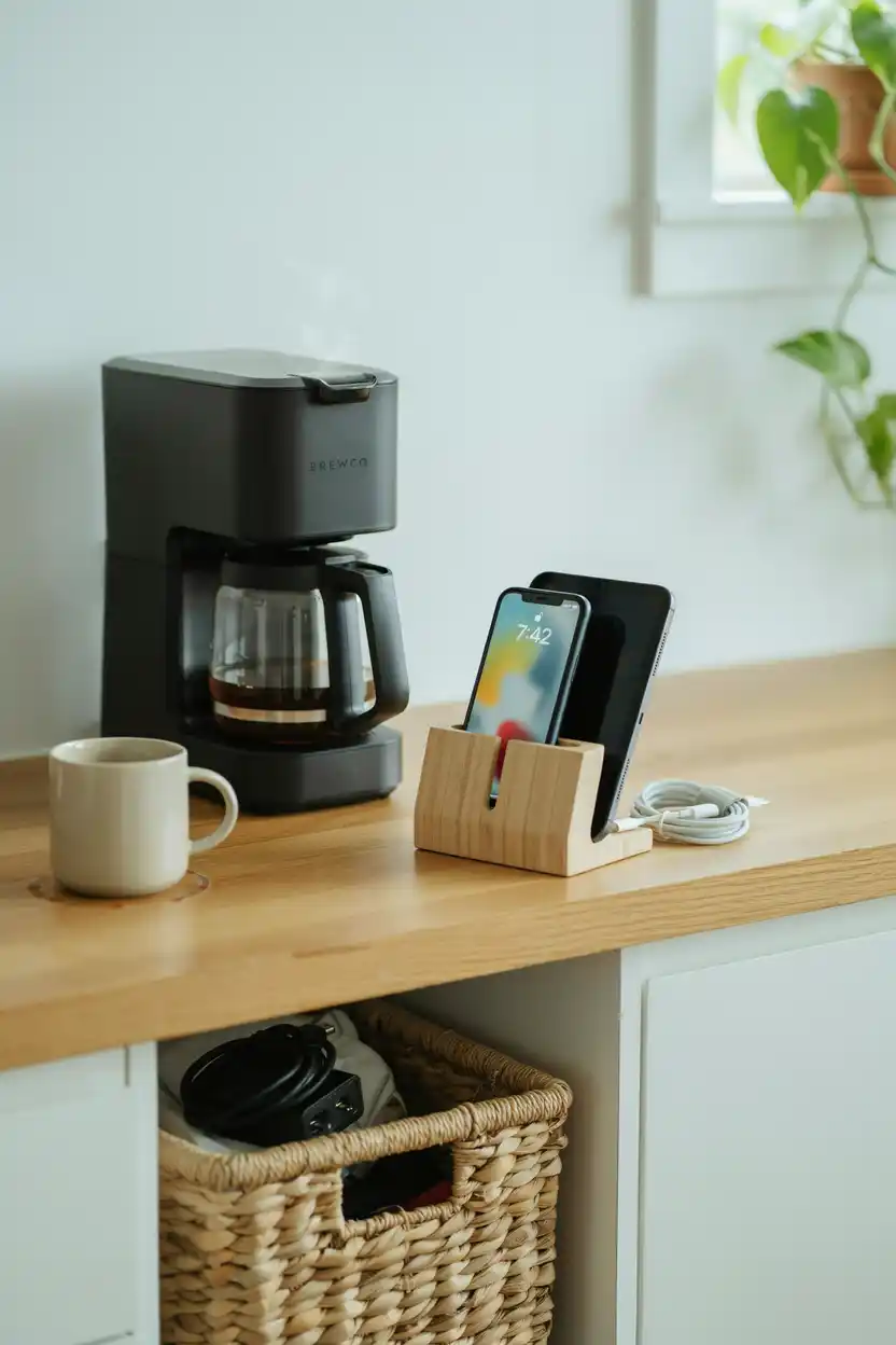 Coffee Bar with Built-In Charging Station