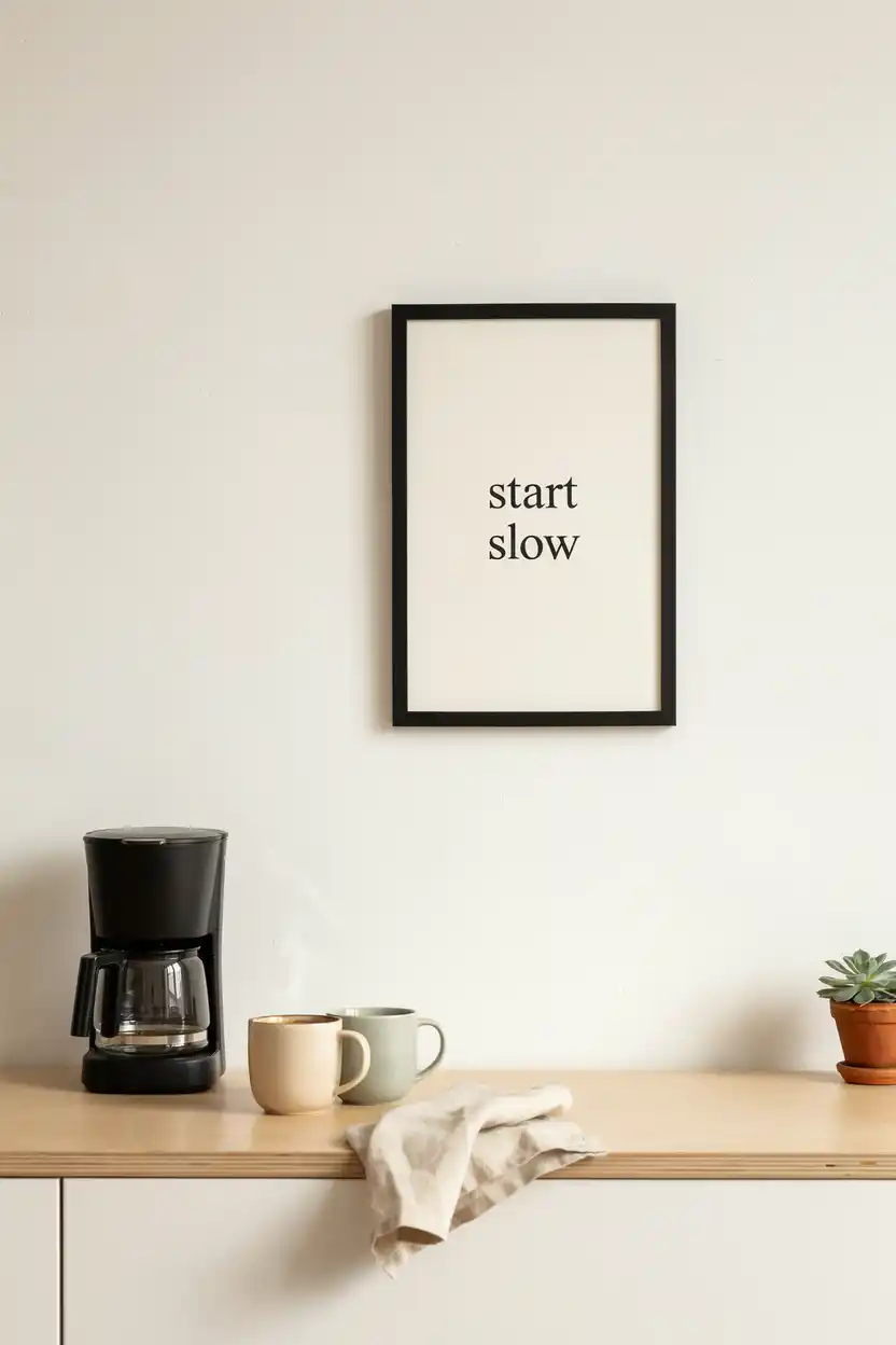 Coffee Bar with Inspirational Quote Wall Art
