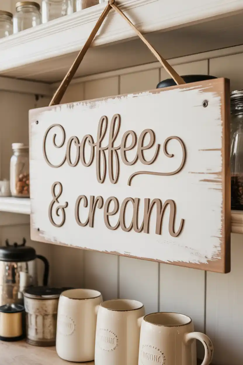 Coffee & Cream" Farmhouse Sign