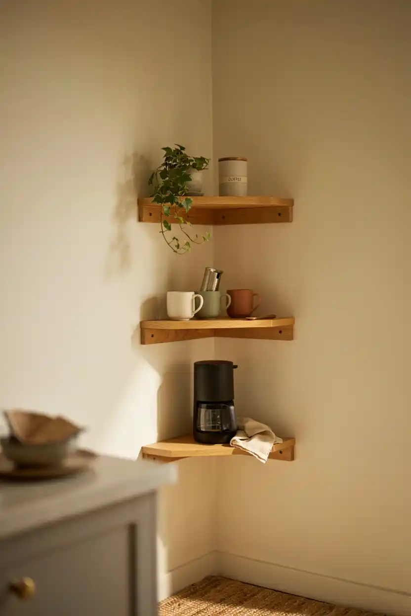 Corner Floating Shelf Coffee Nook