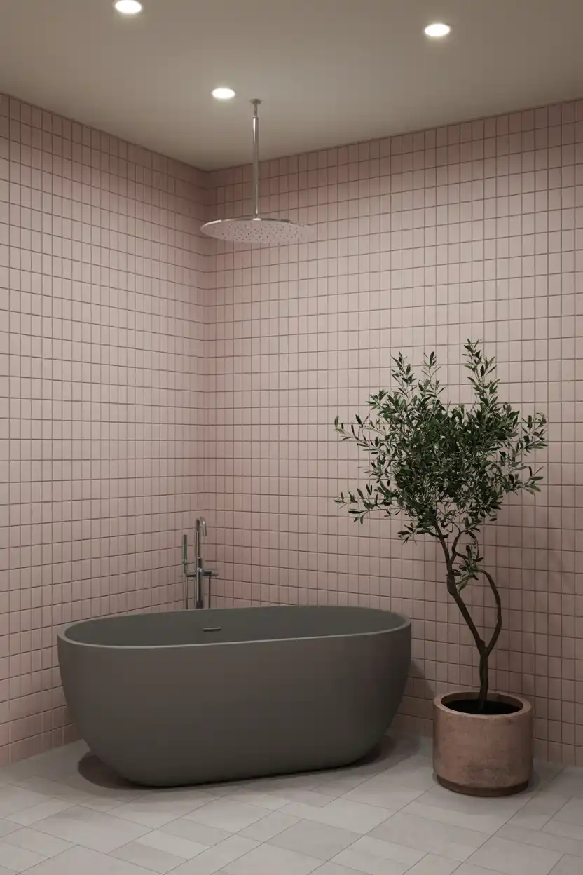 Corner Tub With a Ceiling-Mounted Faucet