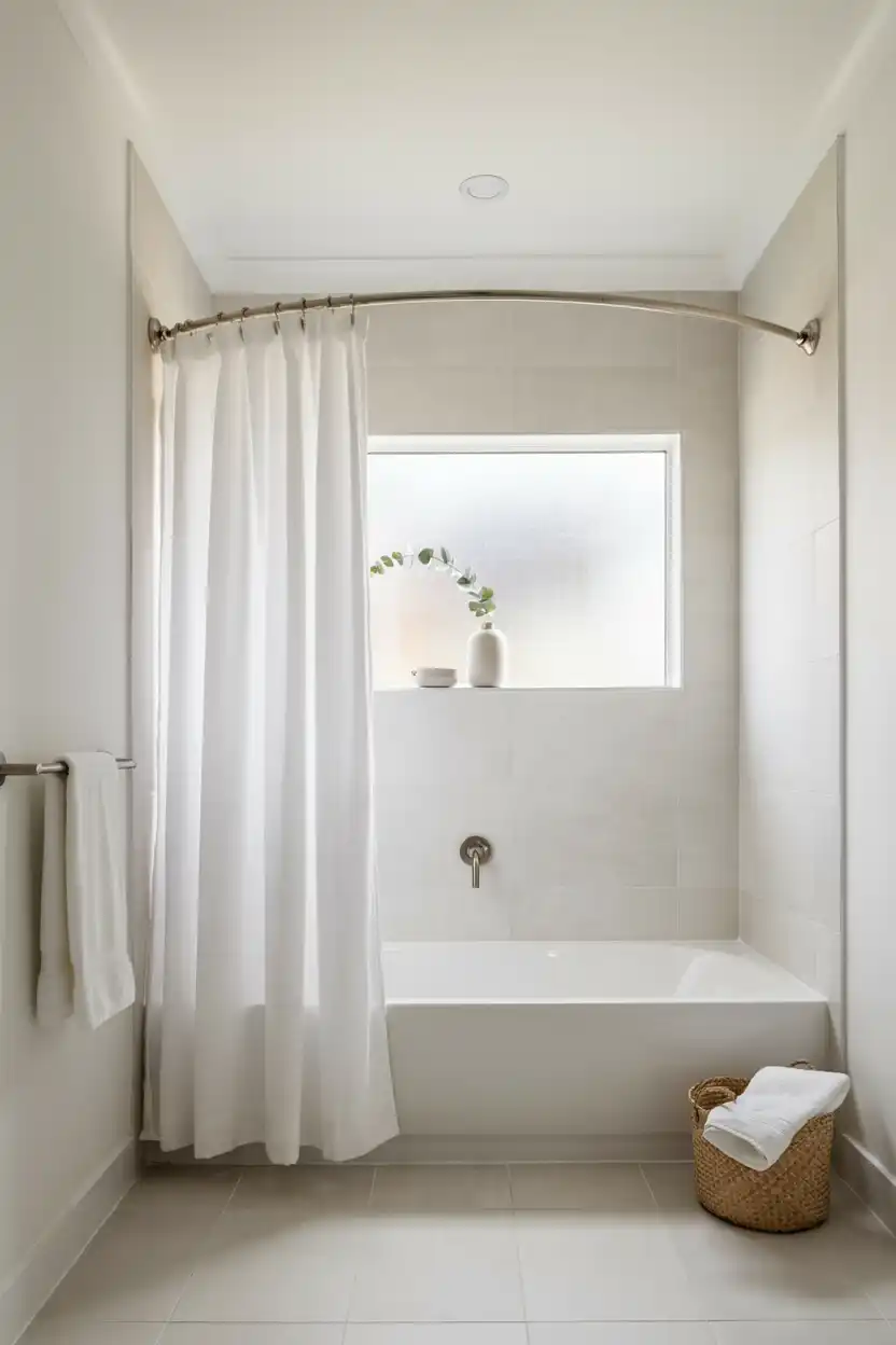 Curved Rod with Hotel-Style Curtain for More Room