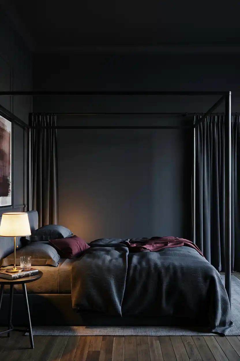 Dramatic Black Canopy Bed