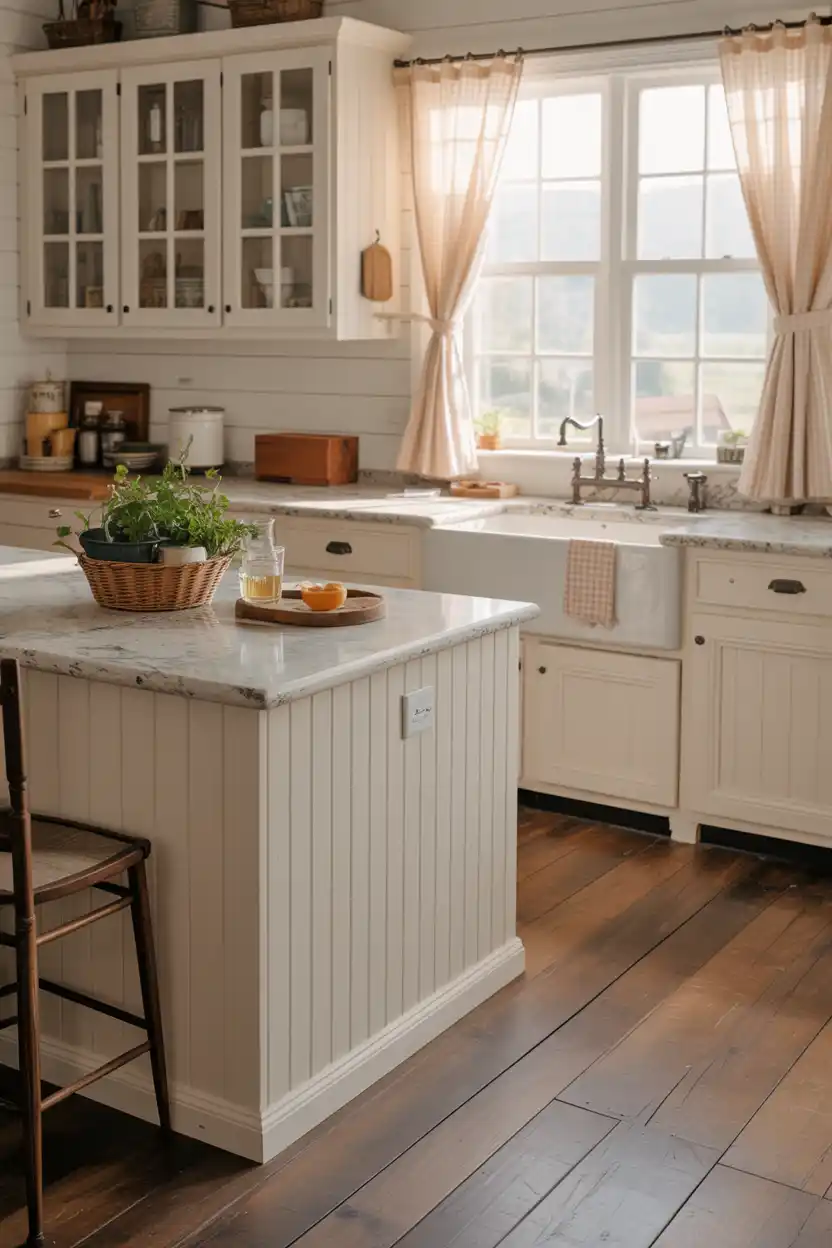 Farmhouse Island with Shiplap Panels