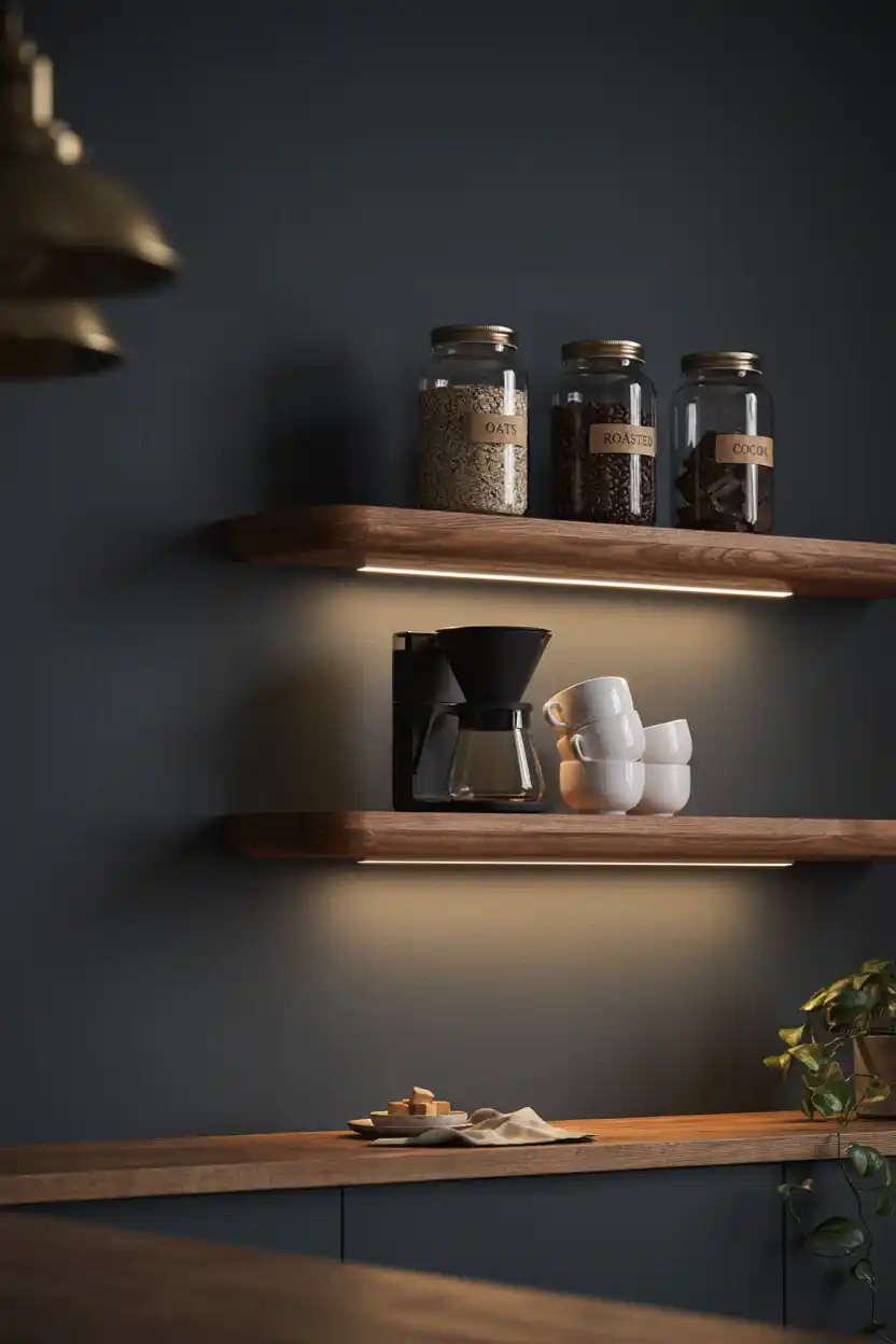 Floating Shelves With Built-In Lighting