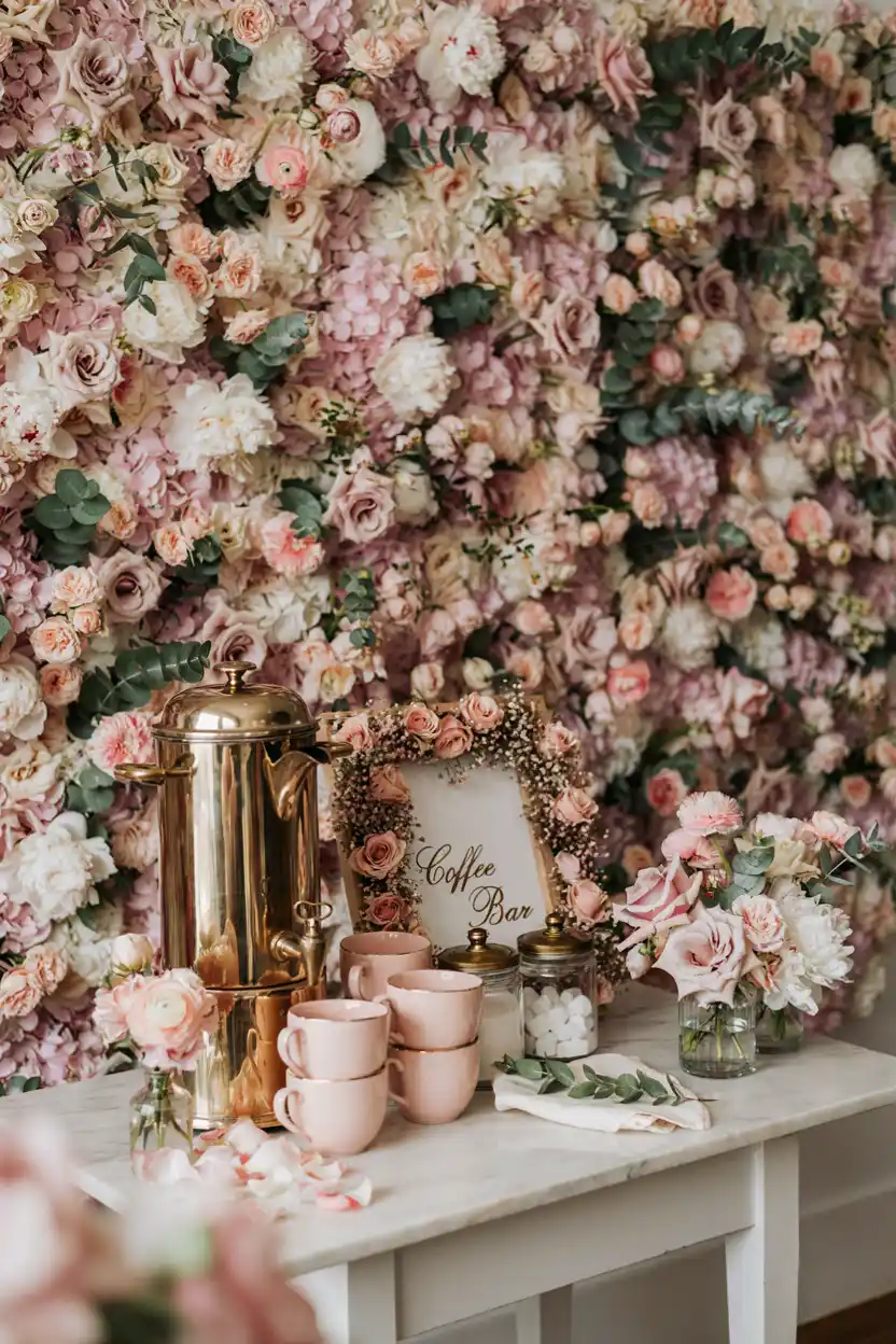Floral Wall Coffee Bar Backdrop