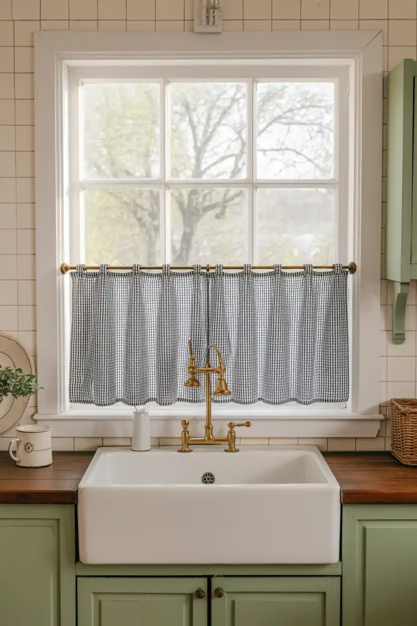 Gingham or Linen Café Curtains