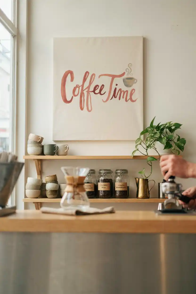 Hand-Lettered Canvas Coffee Sign