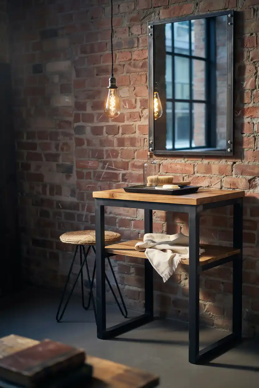 Industrial Metal and Wood Vanity