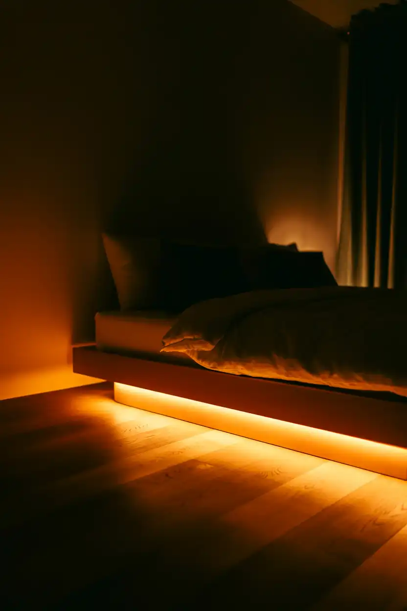 LED Strip Lighting Under the Bed Frame