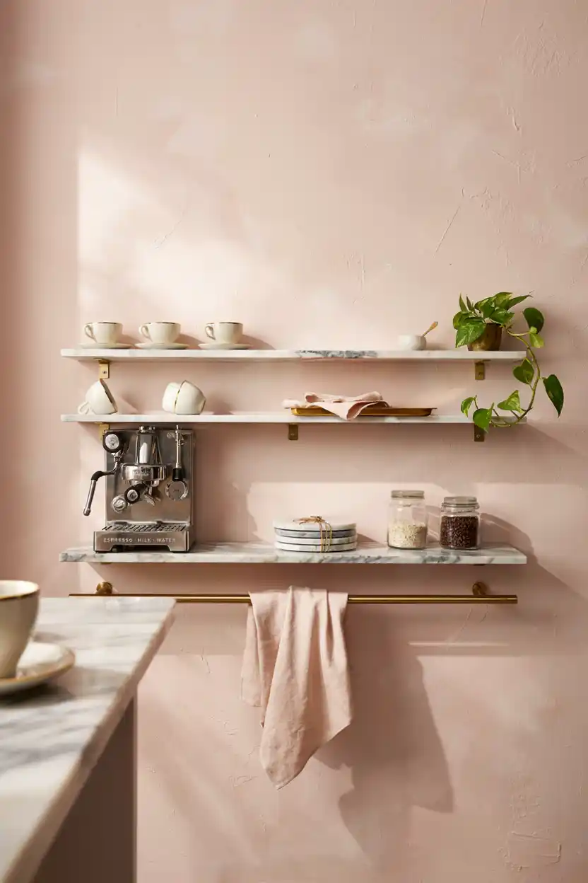 Marble-Top Floating Shelves