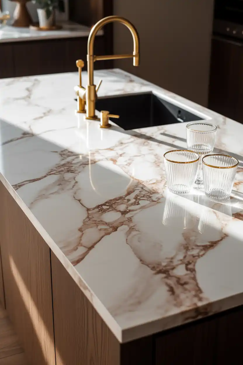 Marble and Gold Countertop Accents