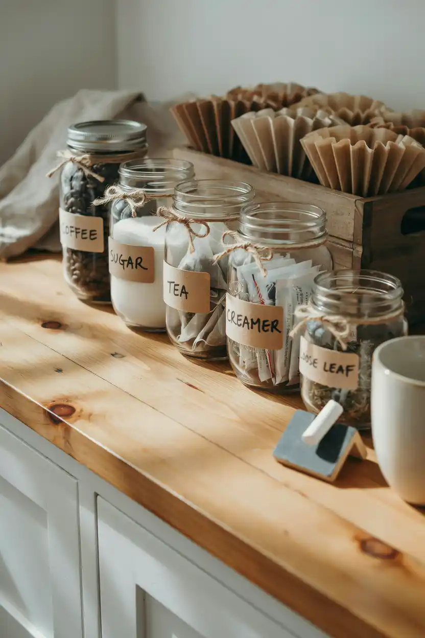 Mason Jar Organization Coffee Bar