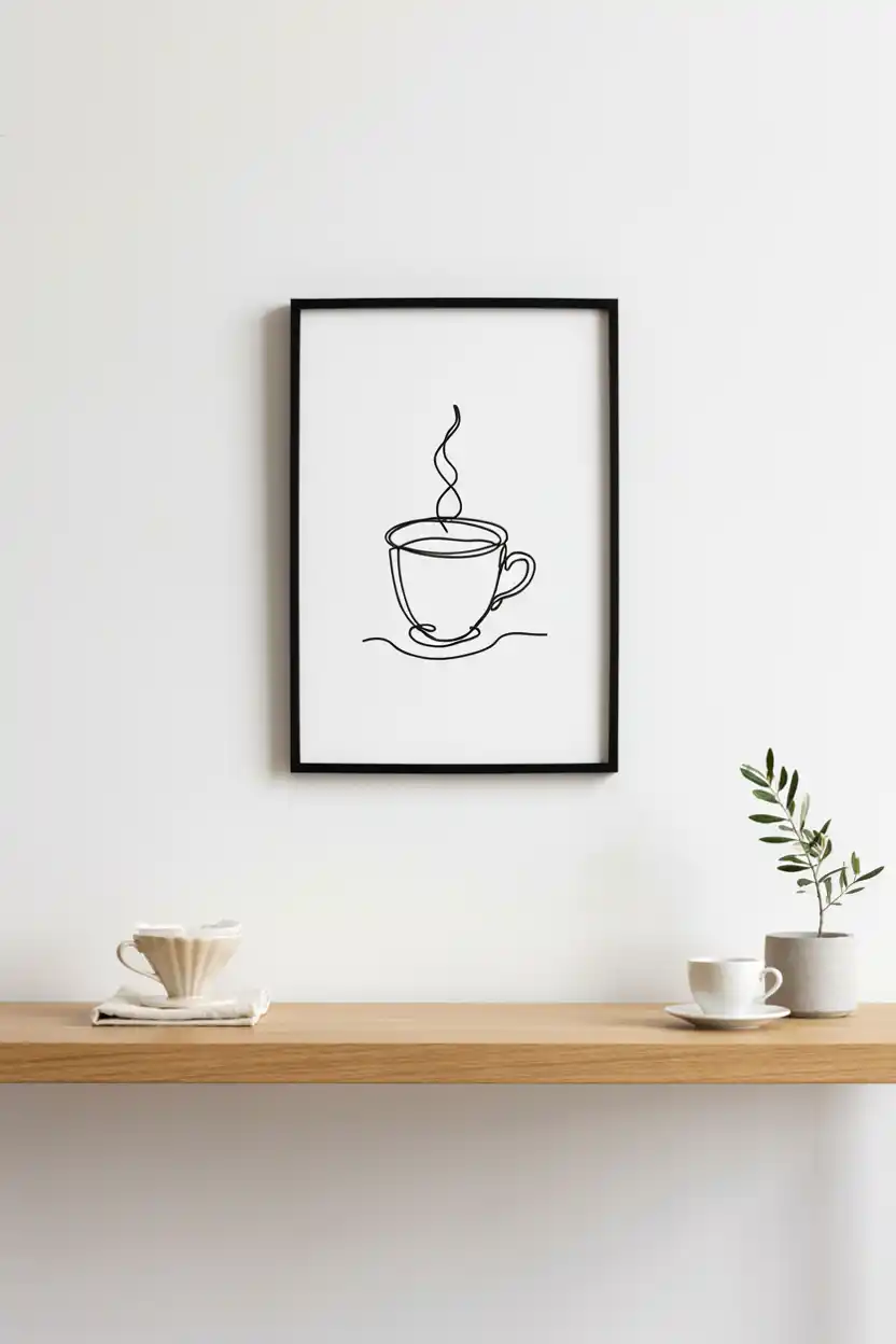 Minimalist Line Art Coffee Cup Sign