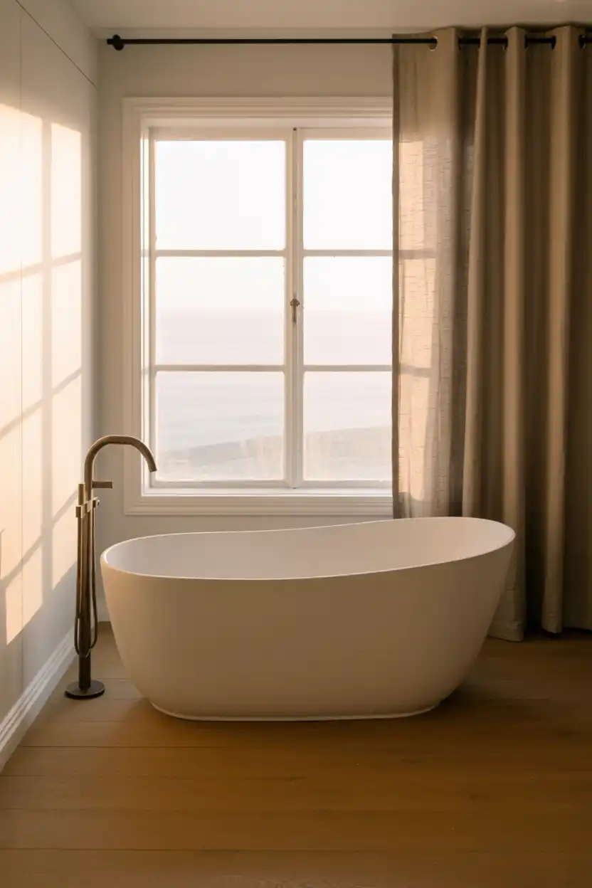 Modern Oval Corner Soaker in Matte White
