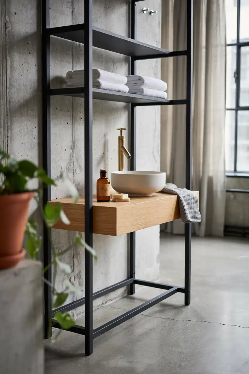 Open Shelf Industrial Vanity