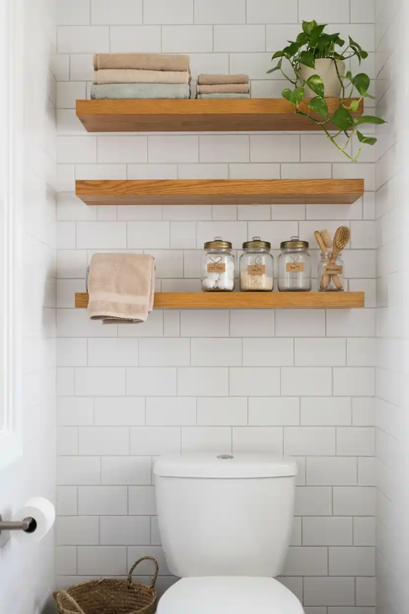 Open Shelving Above Toilet