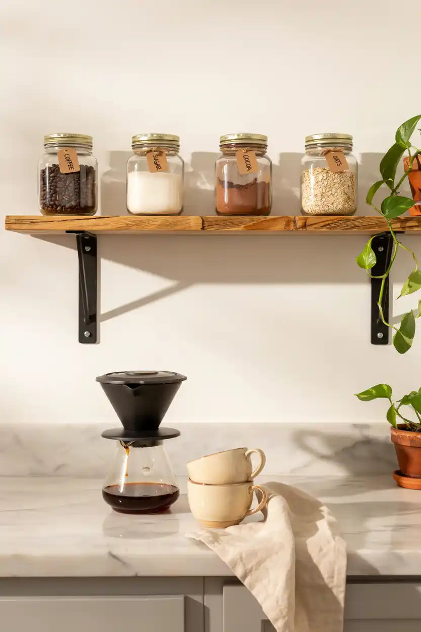 Open Shelving With Glass Jars
